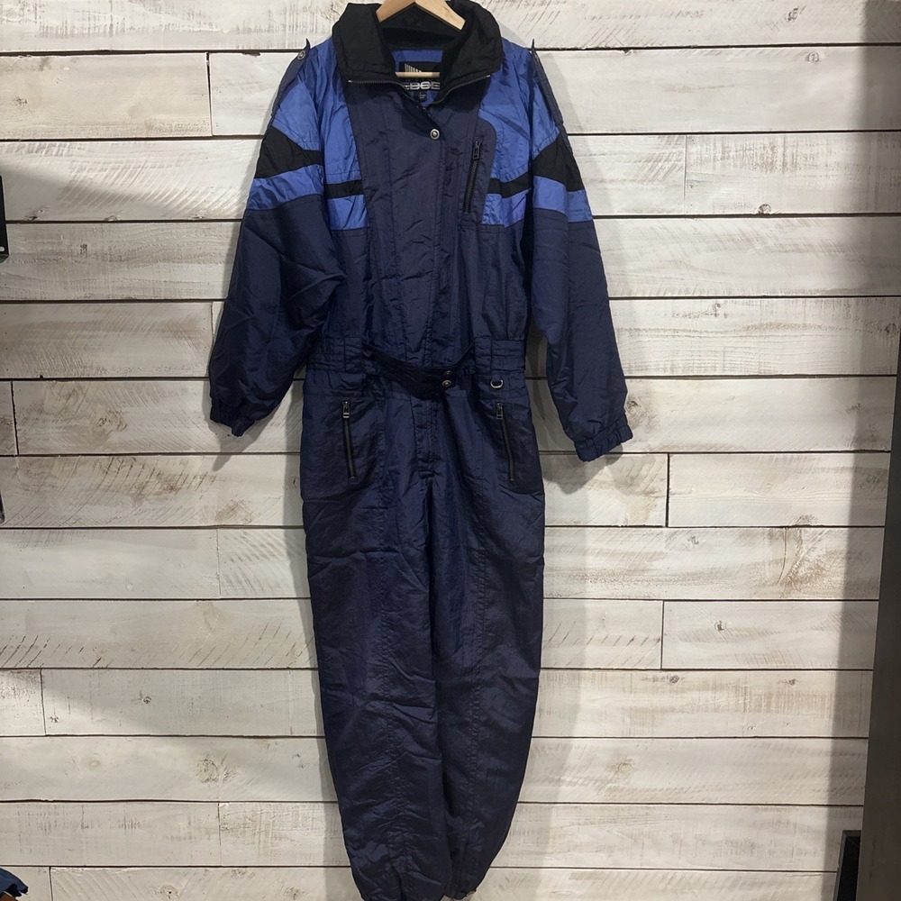 VTG Inside Edge Ski Suit‎ Unisex Large  Blue One Piece Snowsuit Retro 80s Vtge